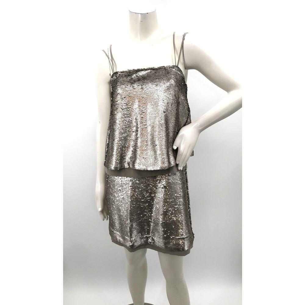 Banana Republic Layered Sequined Champagne Mini Party Dress 0